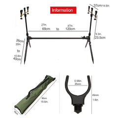 Metal Foldable Fishing Pod +Holders For 3 Rod