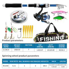Collapsible Travel spinning Fishing Rod Kit