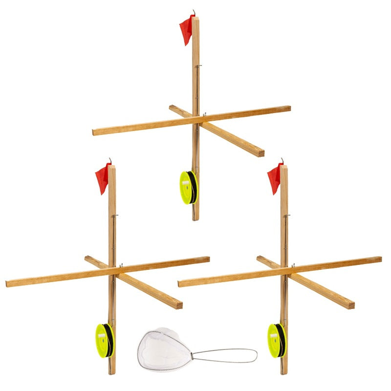 Wooden Ice Fishing Tip-Up Set-3pcs